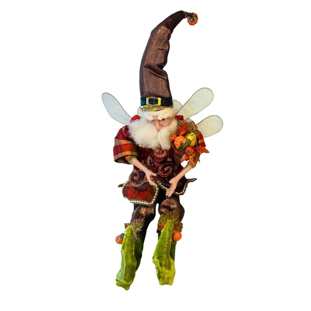 Mark Roberts Harvest Fairy Jack O Lantern Elf Figurine Fall Decor Posable-Read